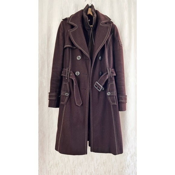 Y2K wool fitted military style trench coat - Picture 2 of 11
